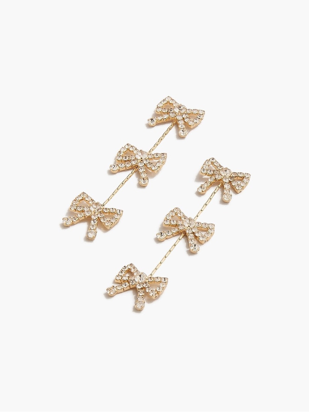 J. Crew Long Crystal Bow Drop Earrings, Gold